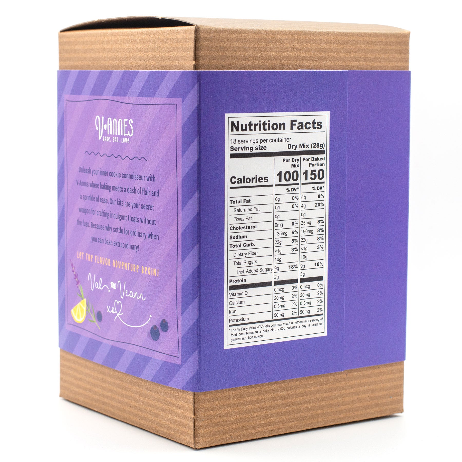 Blueberry Lavender Lemonade cookie mix box with nutrition facts label 