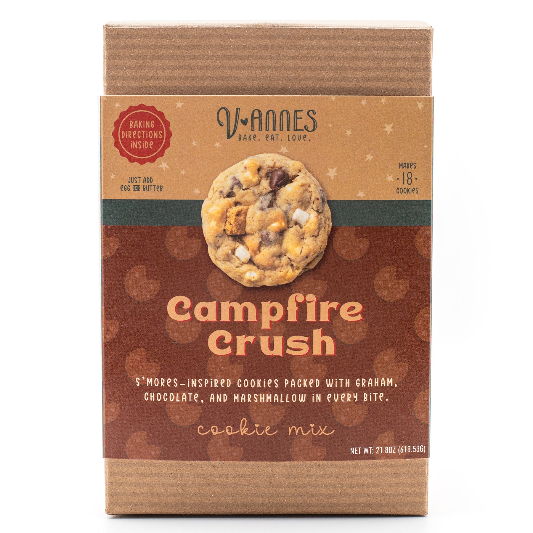 V-Annes Campfire Crush cookie mix box set against a plain white background.