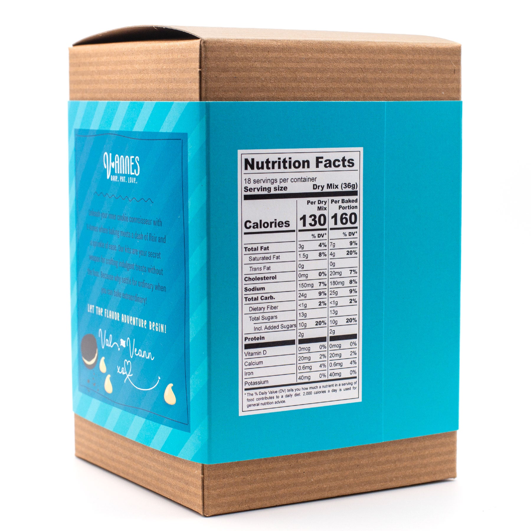 Cookies 'n Cream box with blue label and nutrition facts on a white background