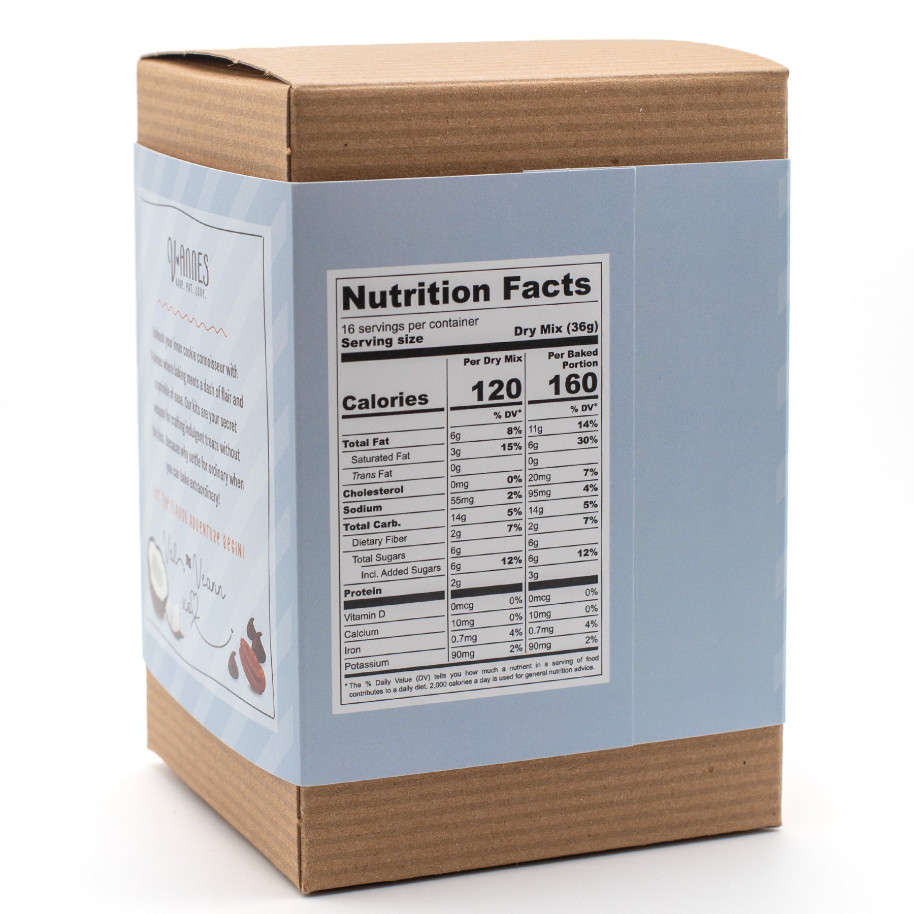 Box with nutrition facts label on a white background