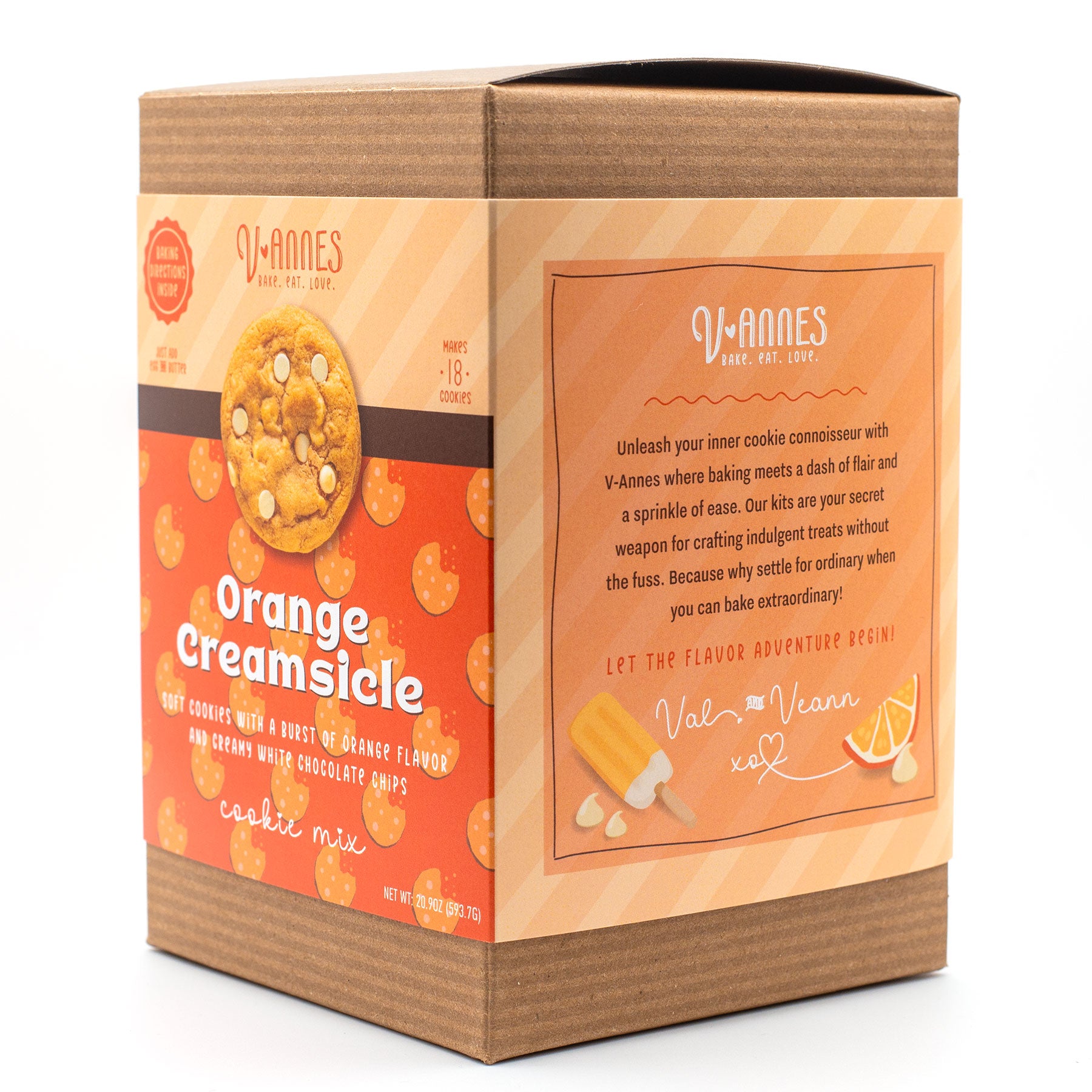 V-annes Orange Creamsicle cookie mix packaging on a white background