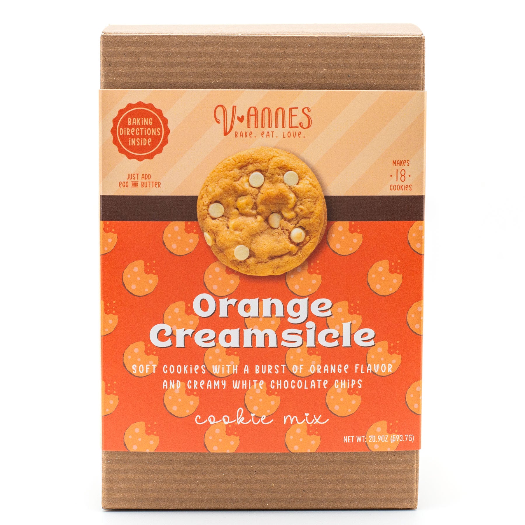 Box of V-annes Orange Creamsicle cookie mix on a white background