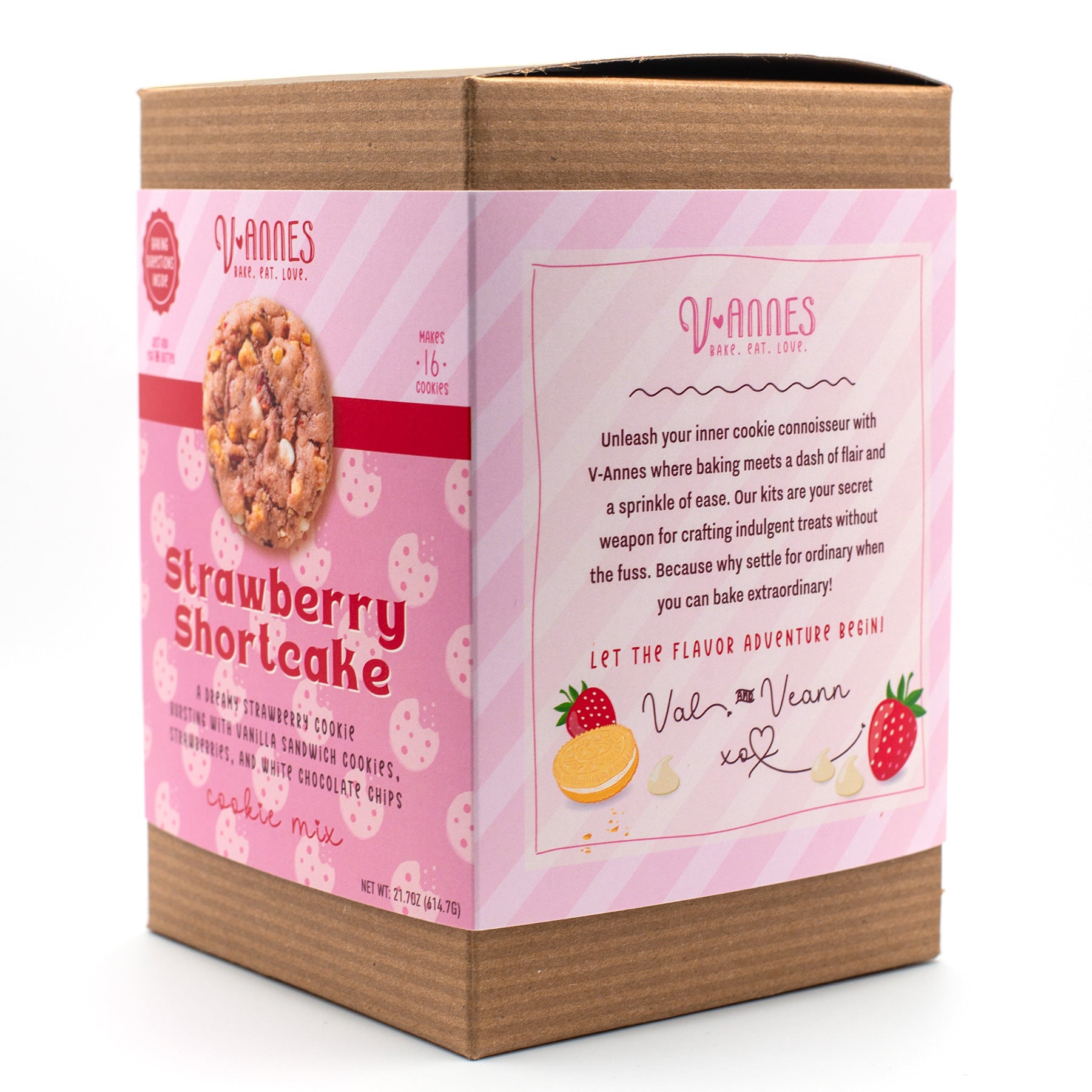 V-Annes Strawberry Shortcake cookie mix packaging on a white background