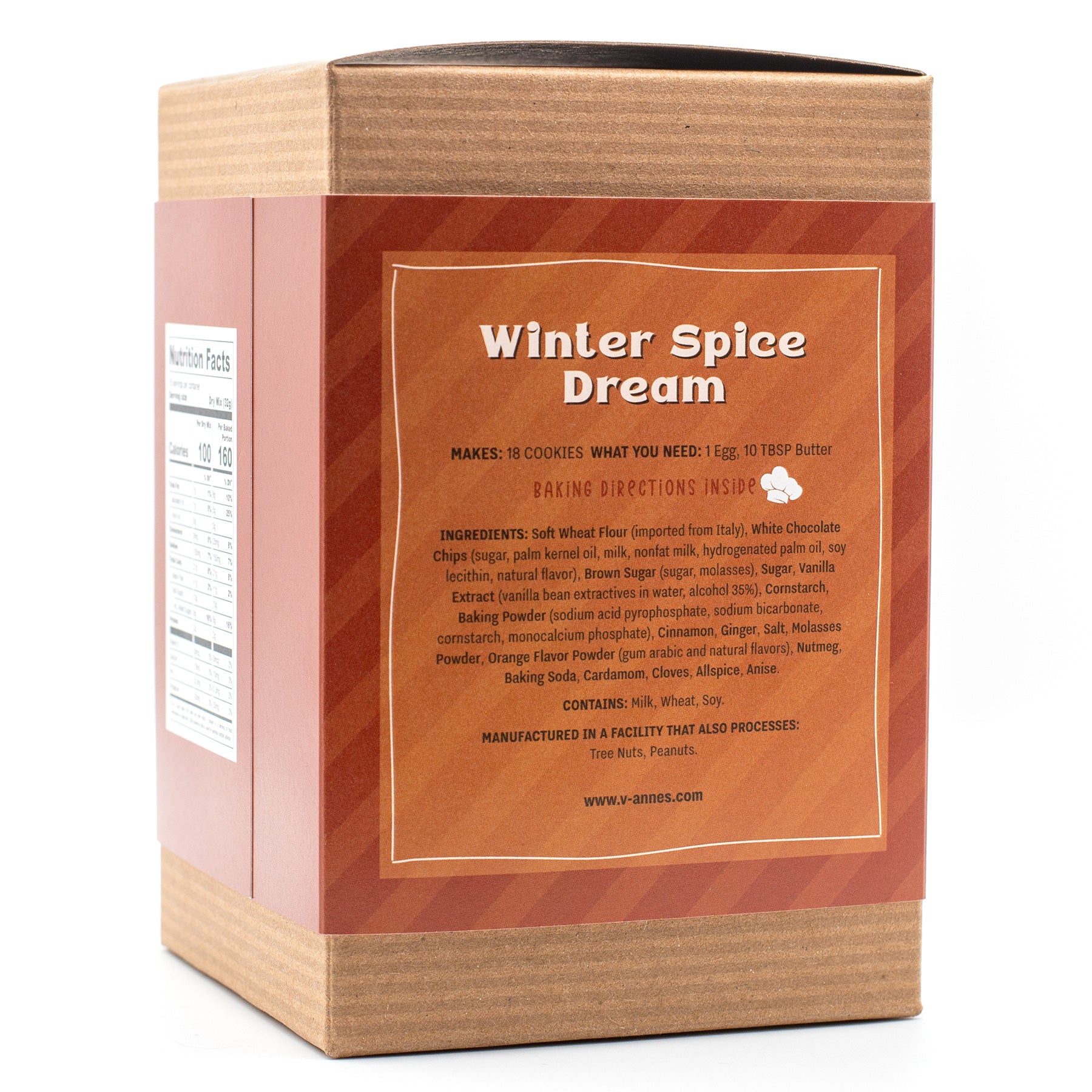 Box of 'Winter Spice Dream' cookie mix with brown and beige design on a white background